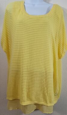 Lane Bryant Yellow Loose Knit Layered Lined Top 14 16 Lightweight Soft Flowy